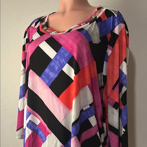 Alfred Dunner Dunner Asymmetric Women’s Top Tunic 3/4 Sleeve Size 3XL NWT - Picture 6 of 11